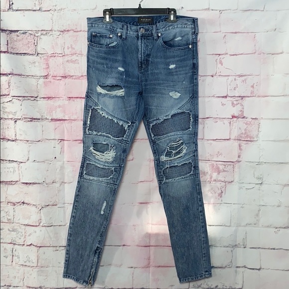 PacSun Other - PACSUN Stacked Skinny Moto Distressed Blue Jeans